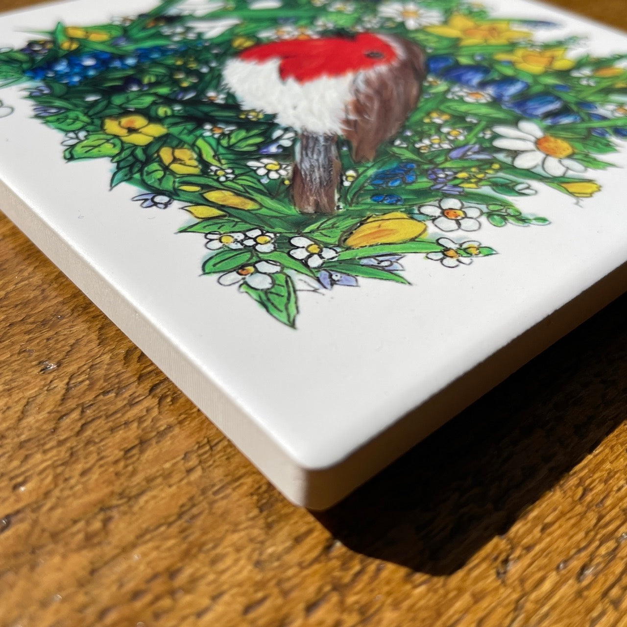 Robin in spring~ Ceramic coaster