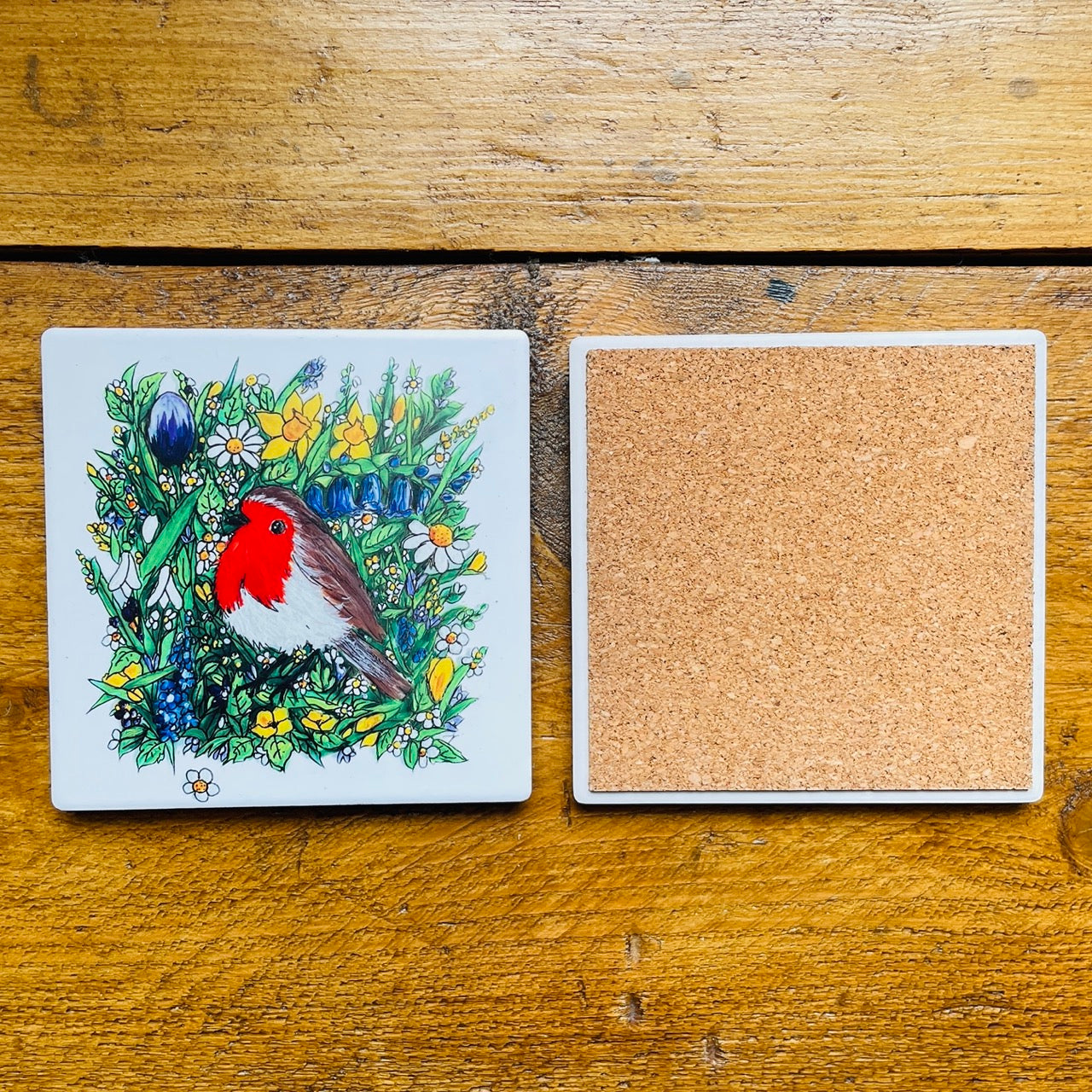 Robin in spring~ Ceramic coaster