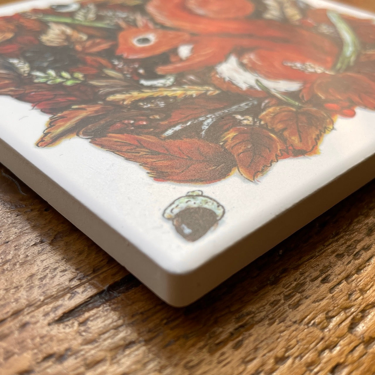 Squirrel in autumn~ Ceramic coaster
