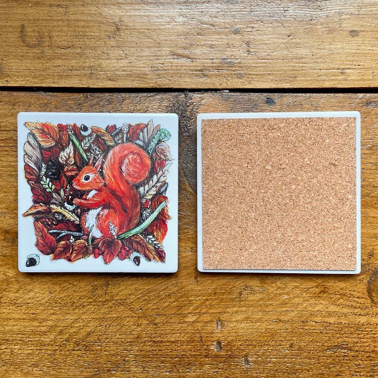 Squirrel in autumn~ Ceramic coaster