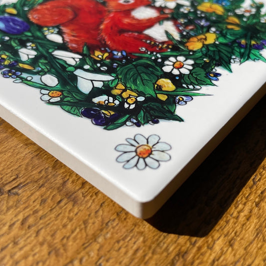 Squirrel in spring~ Ceramic coaster