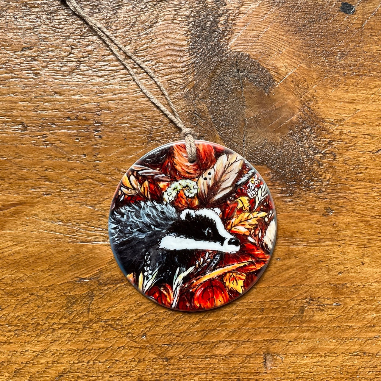 Autumn badger~ Ceramic decoration