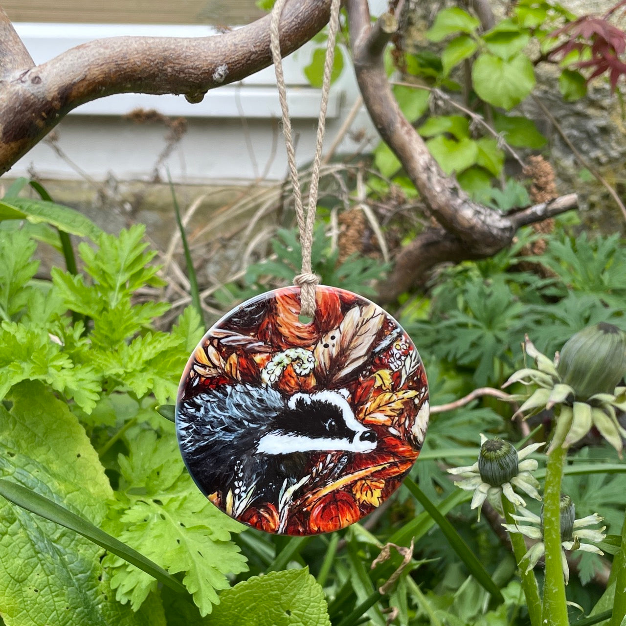 Autumn badger~ Ceramic decoration
