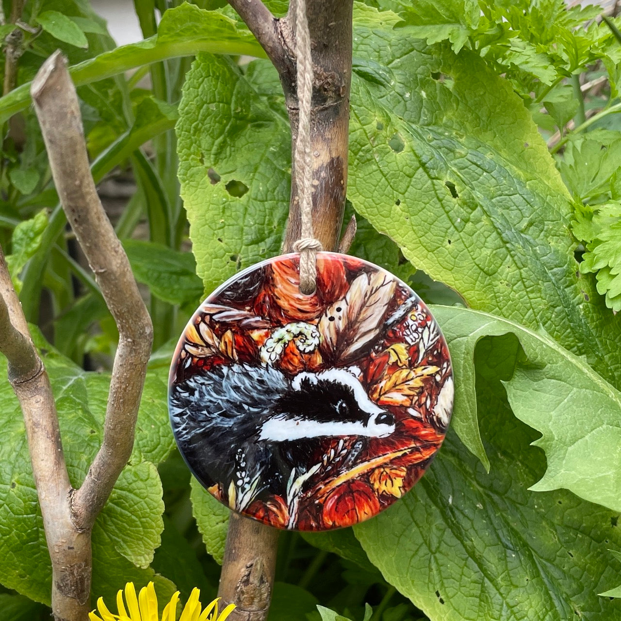 Autumn badger~ Ceramic decoration