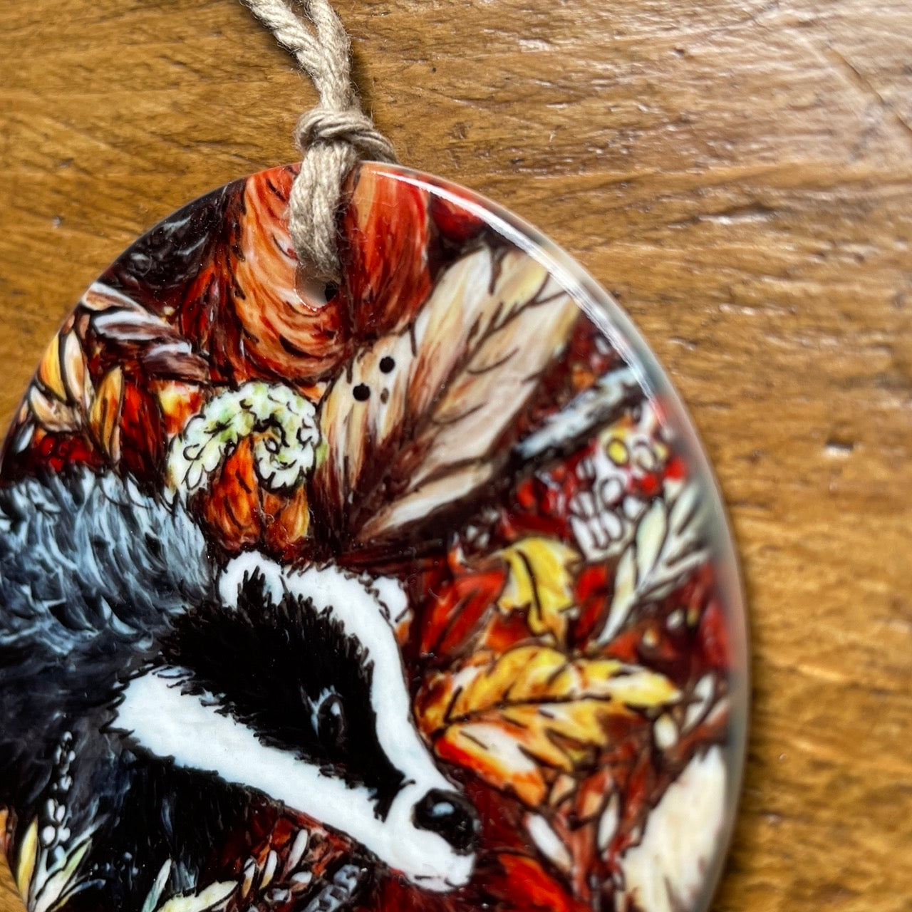 Autumn badger~ Ceramic decoration