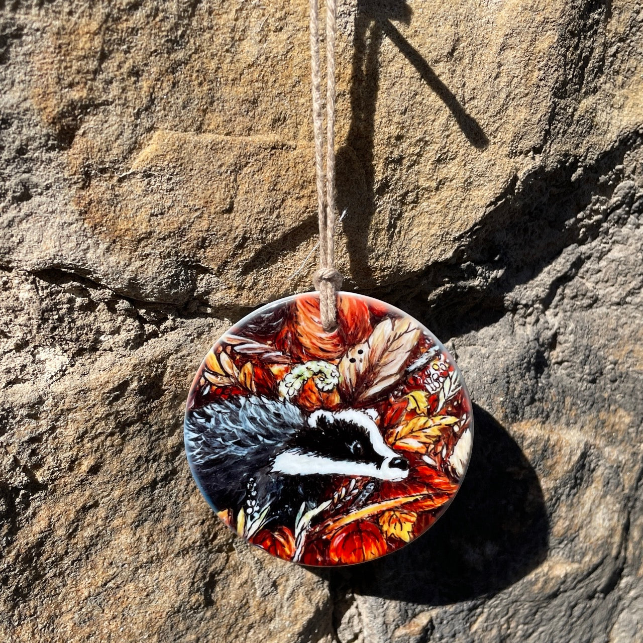 Autumn badger~ Ceramic decoration