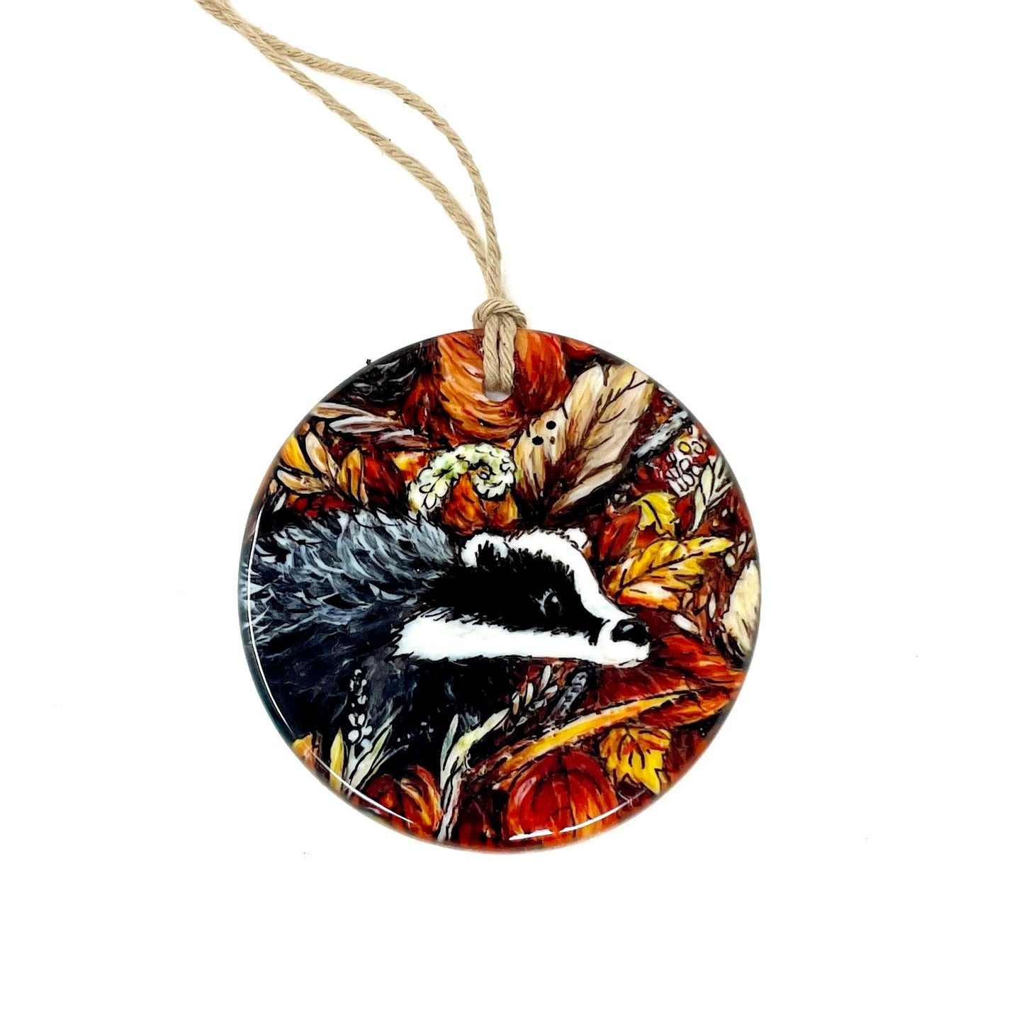 Autumn badger~ Ceramic decoration