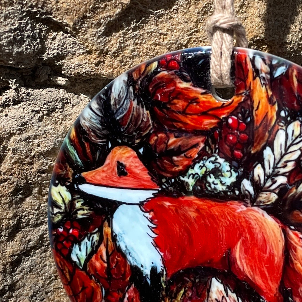 Fox in autumn~ Ceramic decoration
