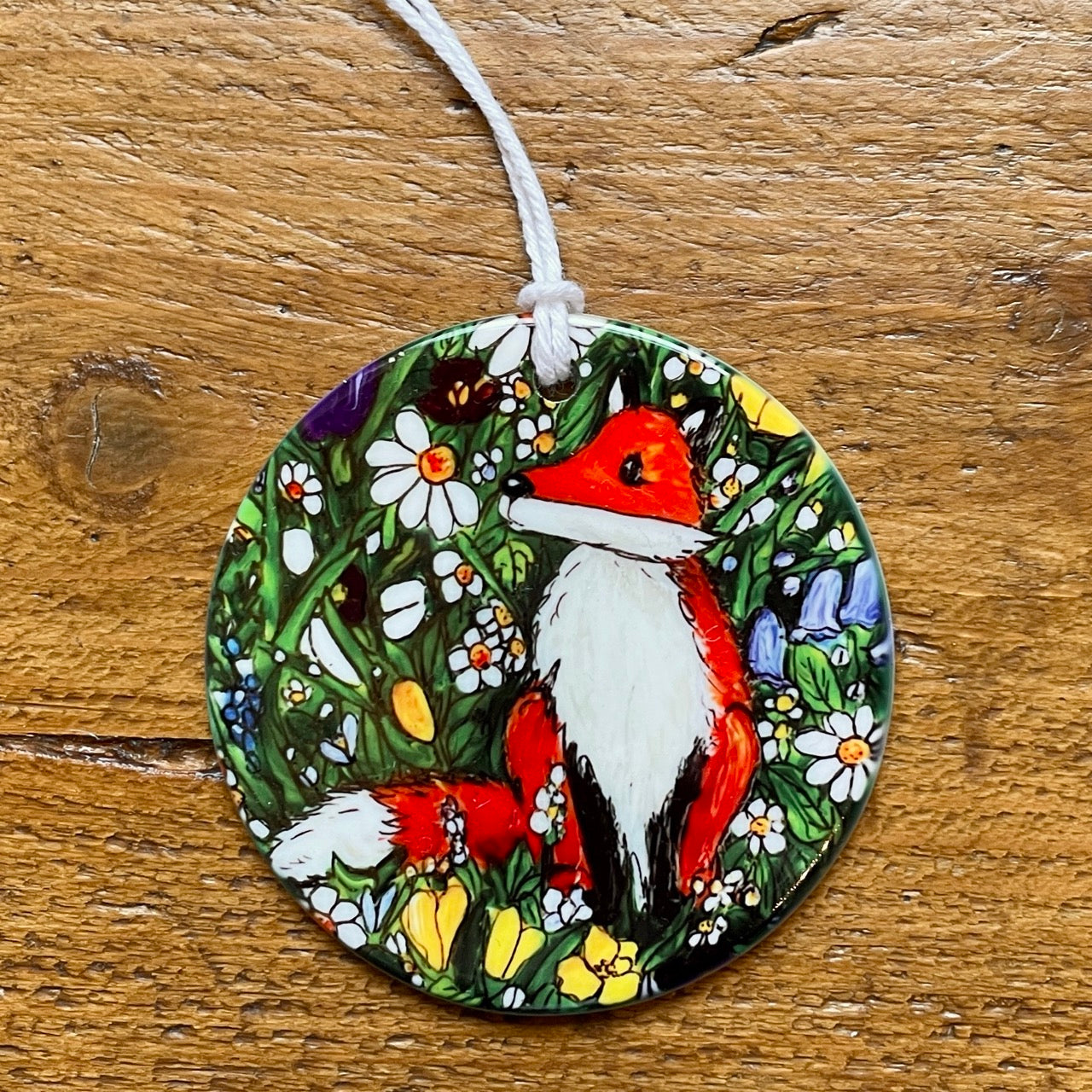 Fox in spring~ Ceramic decoration