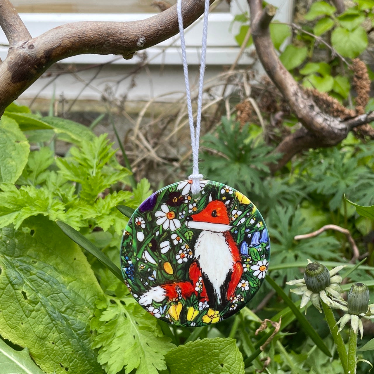 Fox in spring~ Ceramic decoration