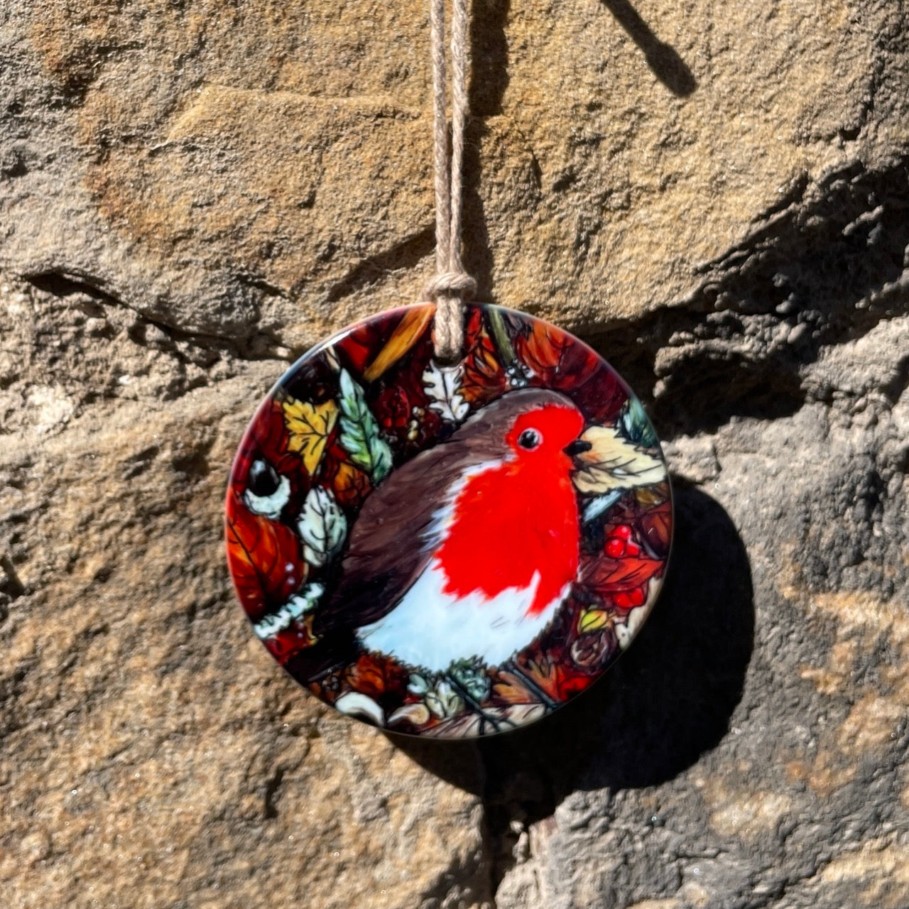 Robin in autumn~ Ceramic decoration