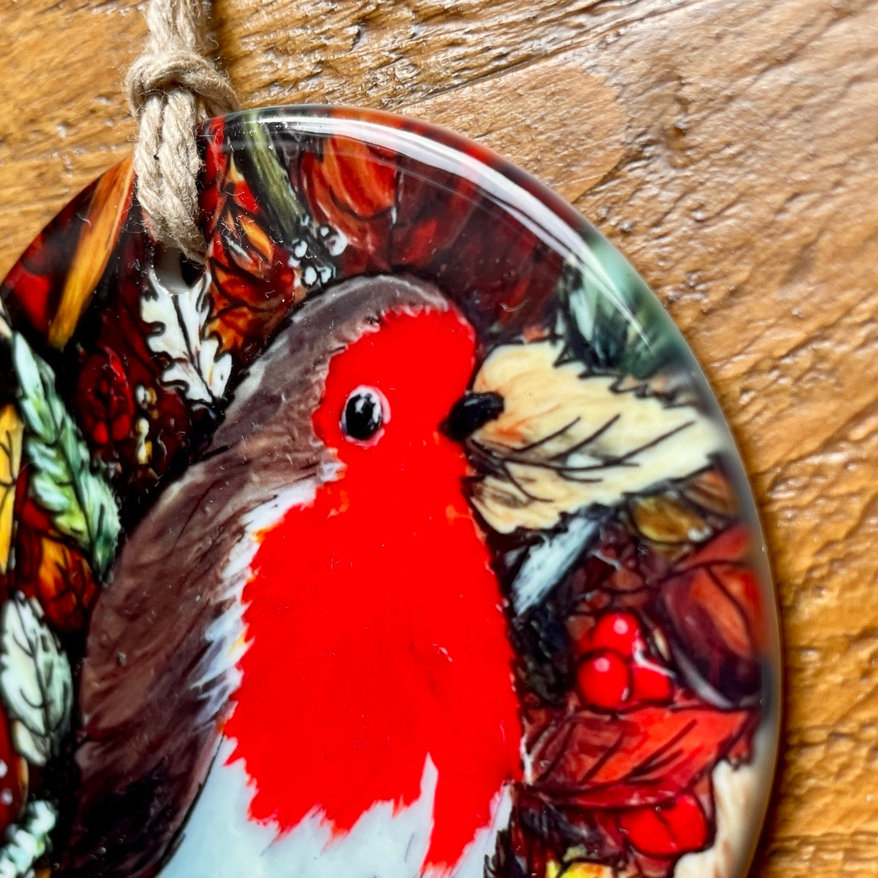 Robin in autumn~ Ceramic decoration