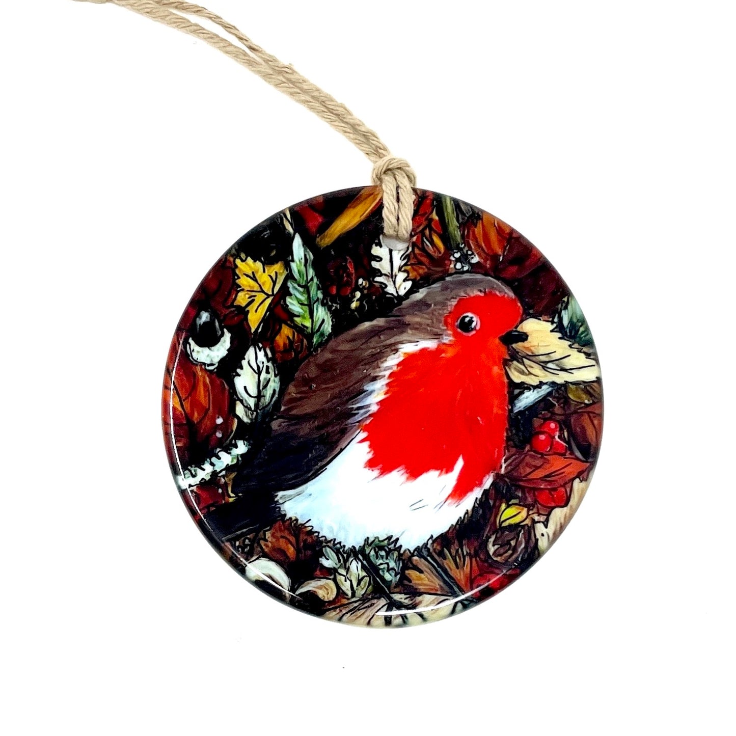 Robin in autumn~ Ceramic decoration