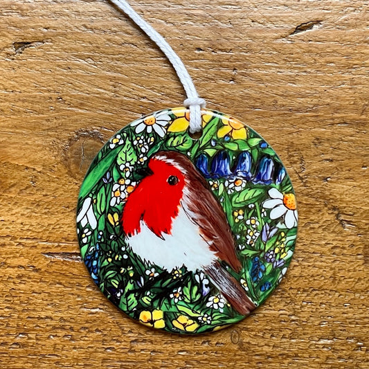 Robin in spring~ Ceramic decoration