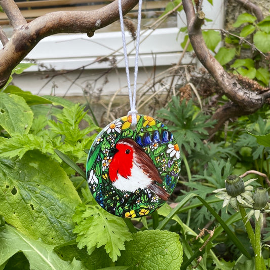 Robin in spring~ Ceramic decoration