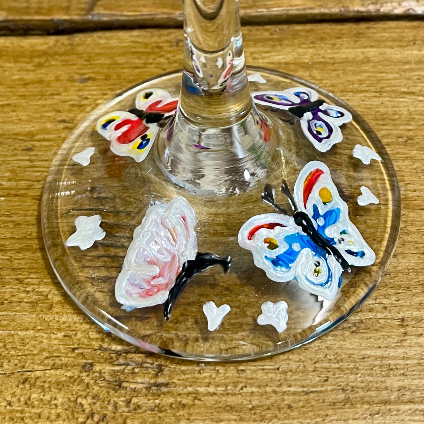 Rainbow butterfly~ Champagne glass