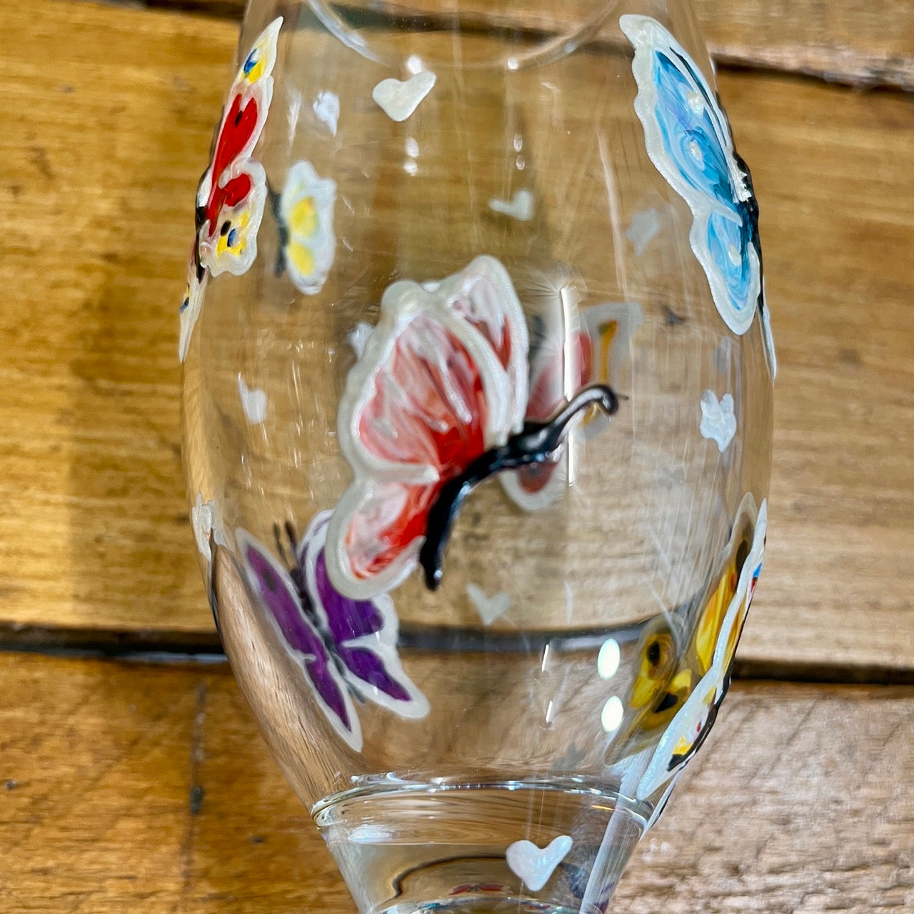 Rainbow butterfly~ Champagne glass