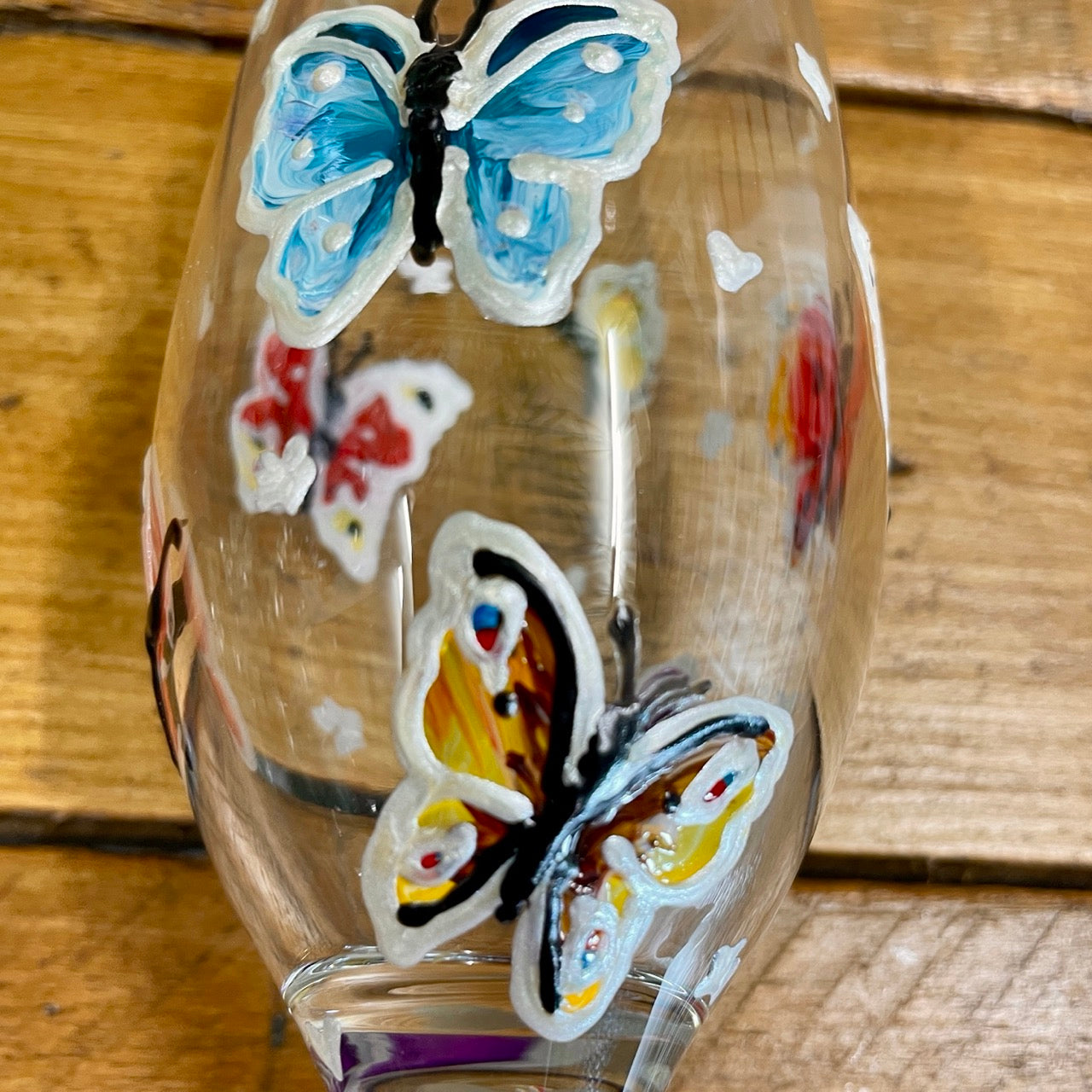 Rainbow butterfly~ Champagne glass