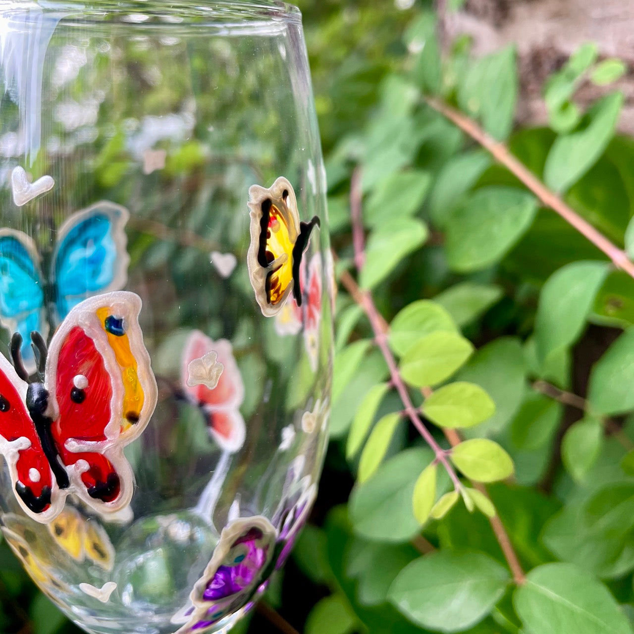 Rainbow butterfly~ Champagne glass