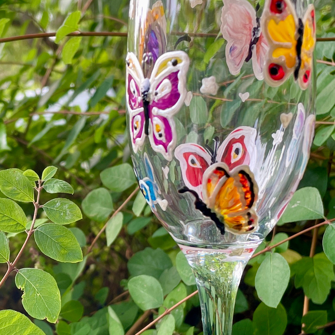 Rainbow butterfly~ Champagne glass