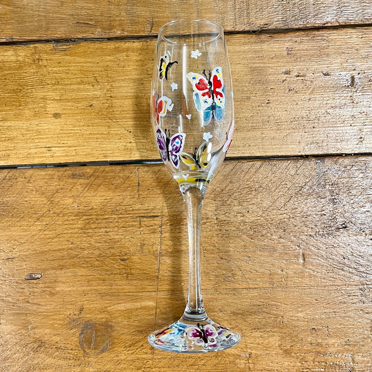 Rainbow butterfly~ Champagne glass