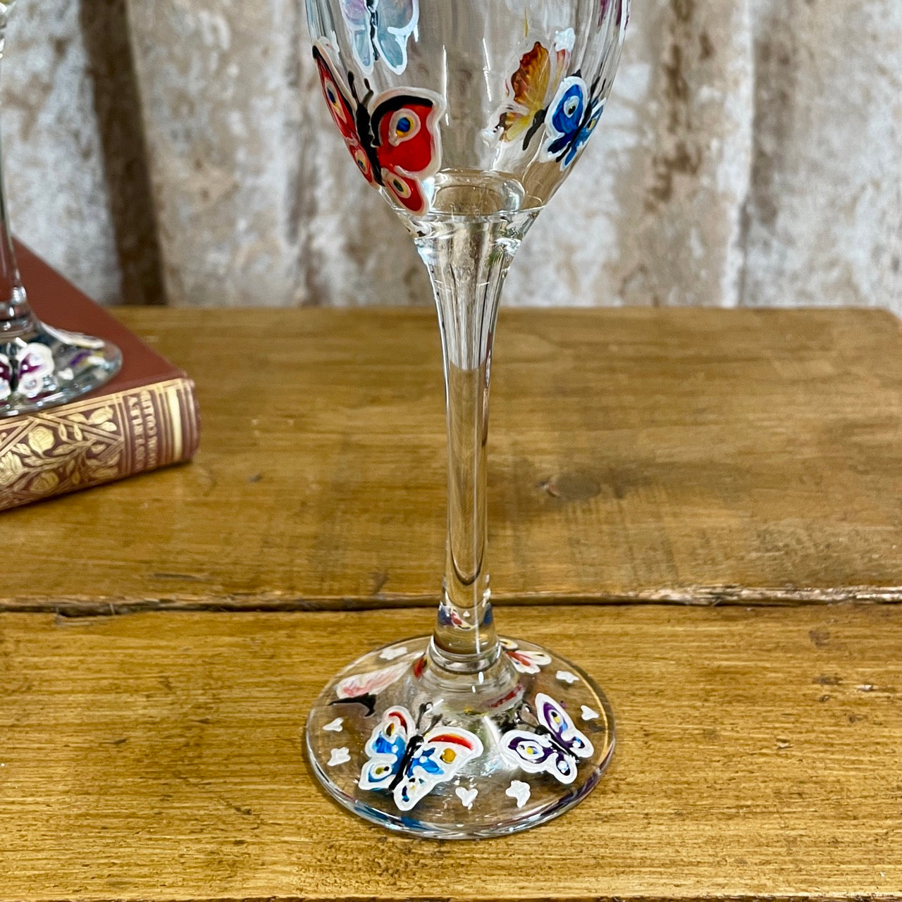 Rainbow butterfly~ Champagne glass