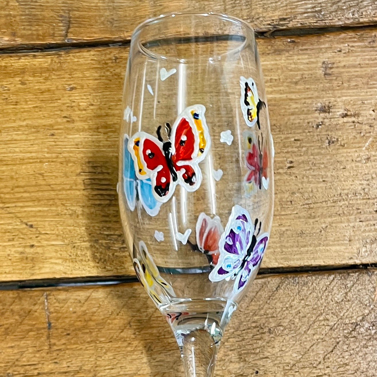 Rainbow butterfly~ Champagne glass
