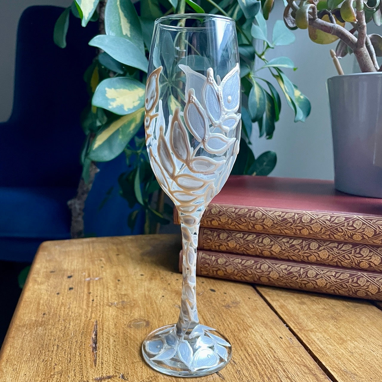 Silver leaves~ Champagne glass