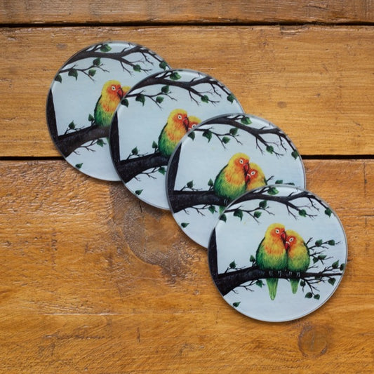Lovebirds~Glass coaster
