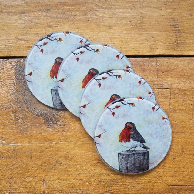 Robin redbreast~ Glass coaster