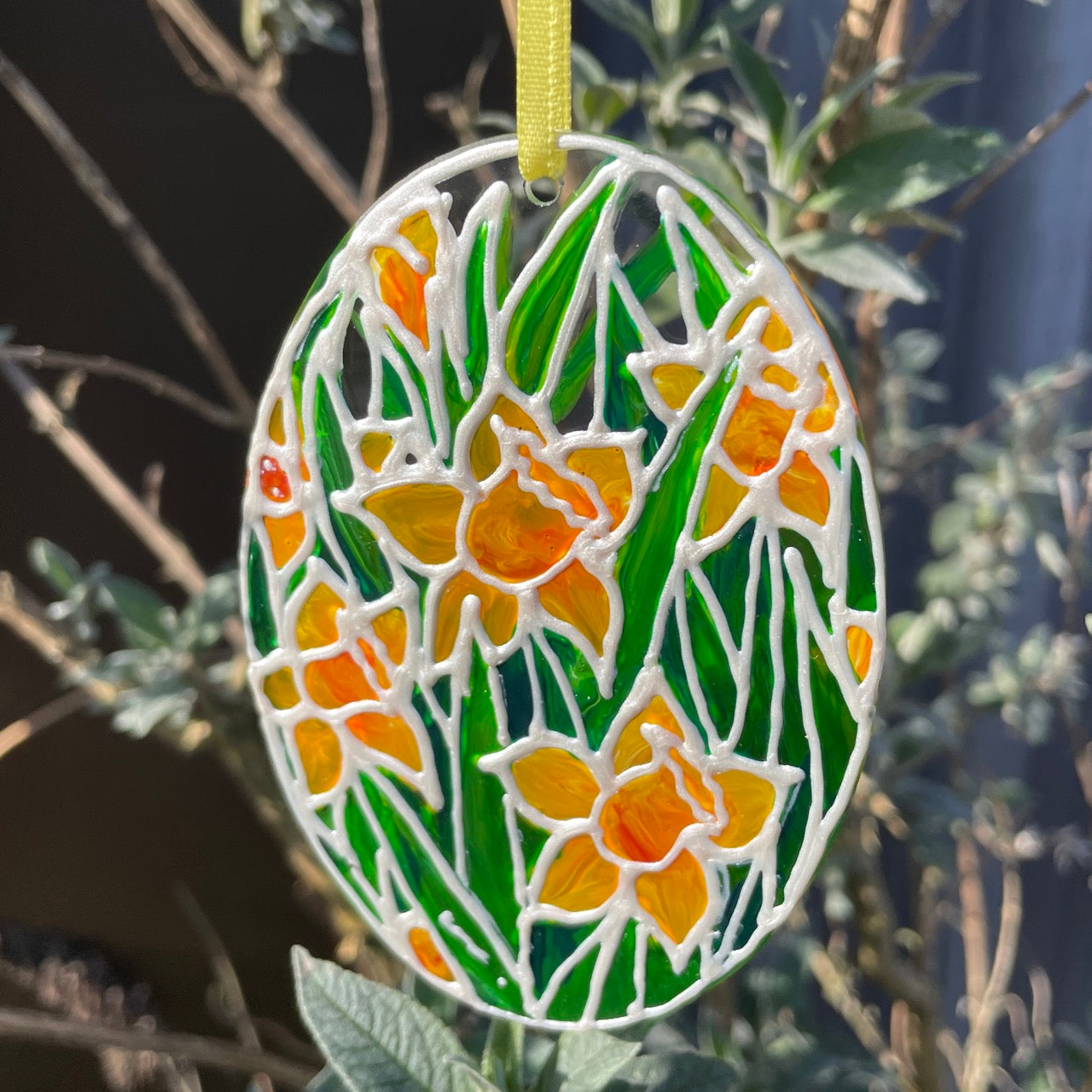 Daffodil field~ Oval suncatcher