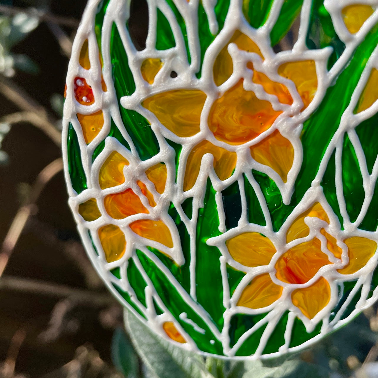 Daffodil field~ Oval suncatcher