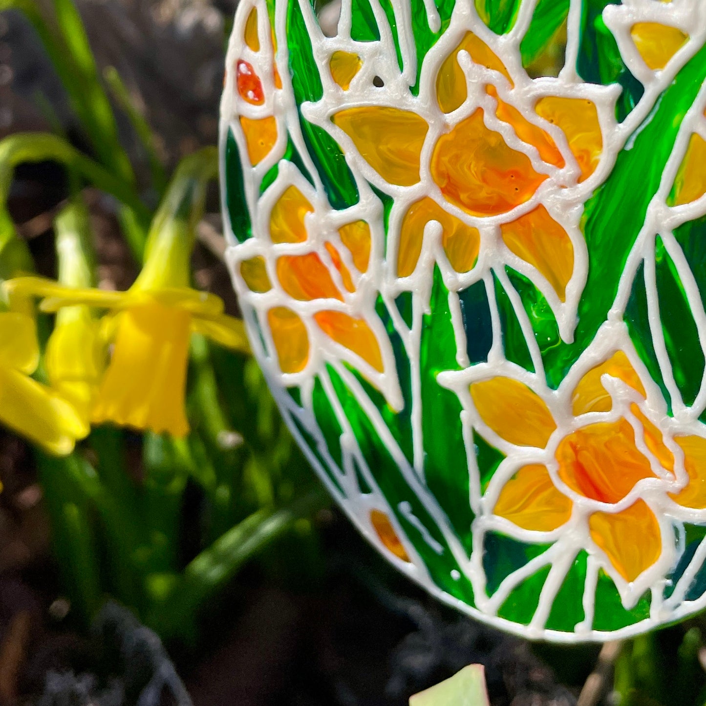 Daffodil field~ Oval suncatcher