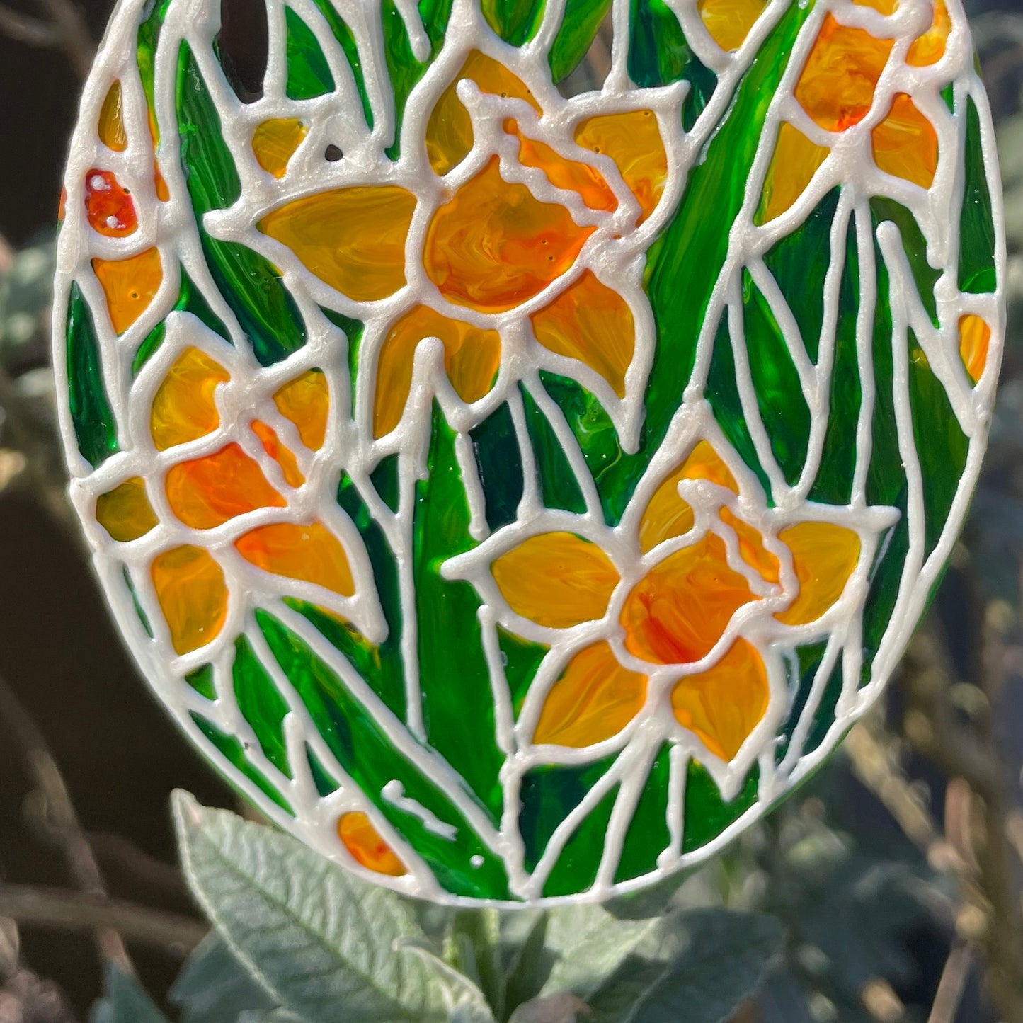 Daffodil field~ Oval suncatcher