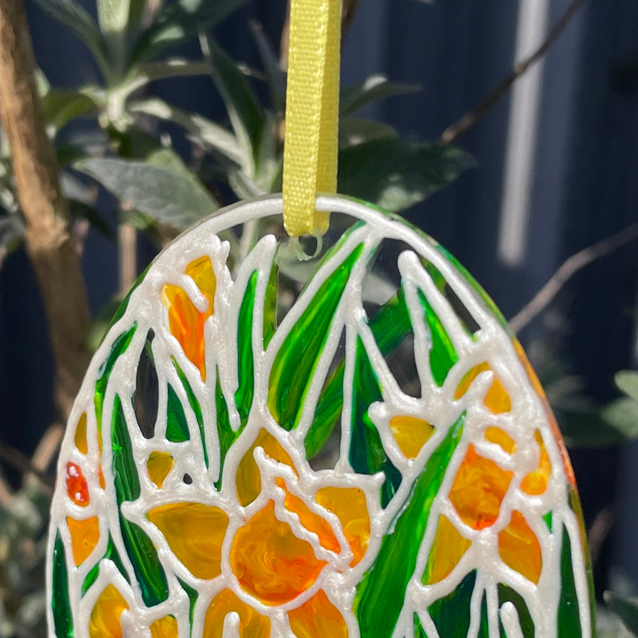 Daffodil field~ Oval suncatcher