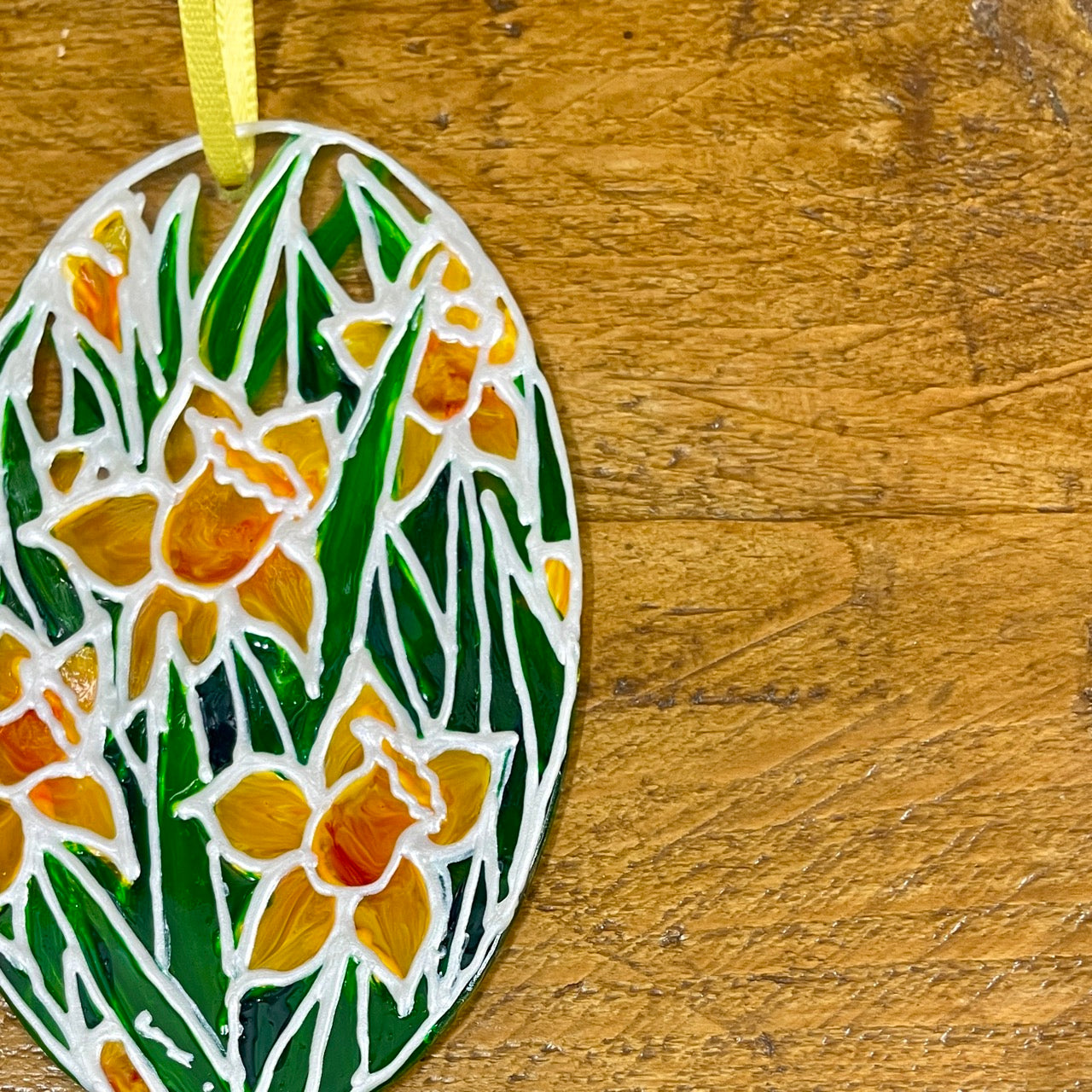 Daffodil field~ Oval suncatcher