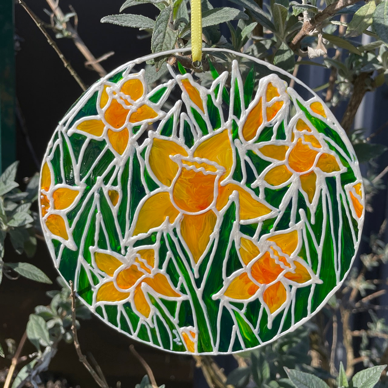 Daffodil field~ Round suncatcher
