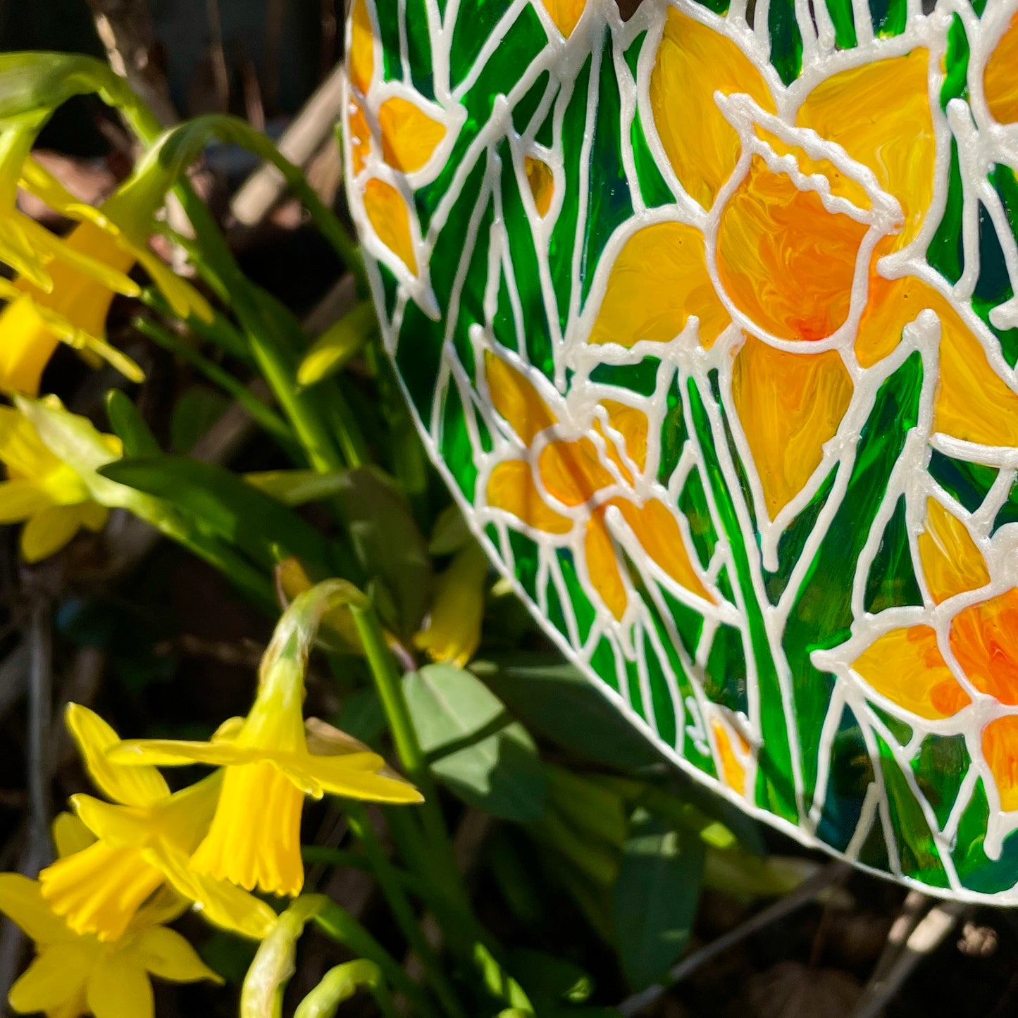 Daffodil field~ Round suncatcher