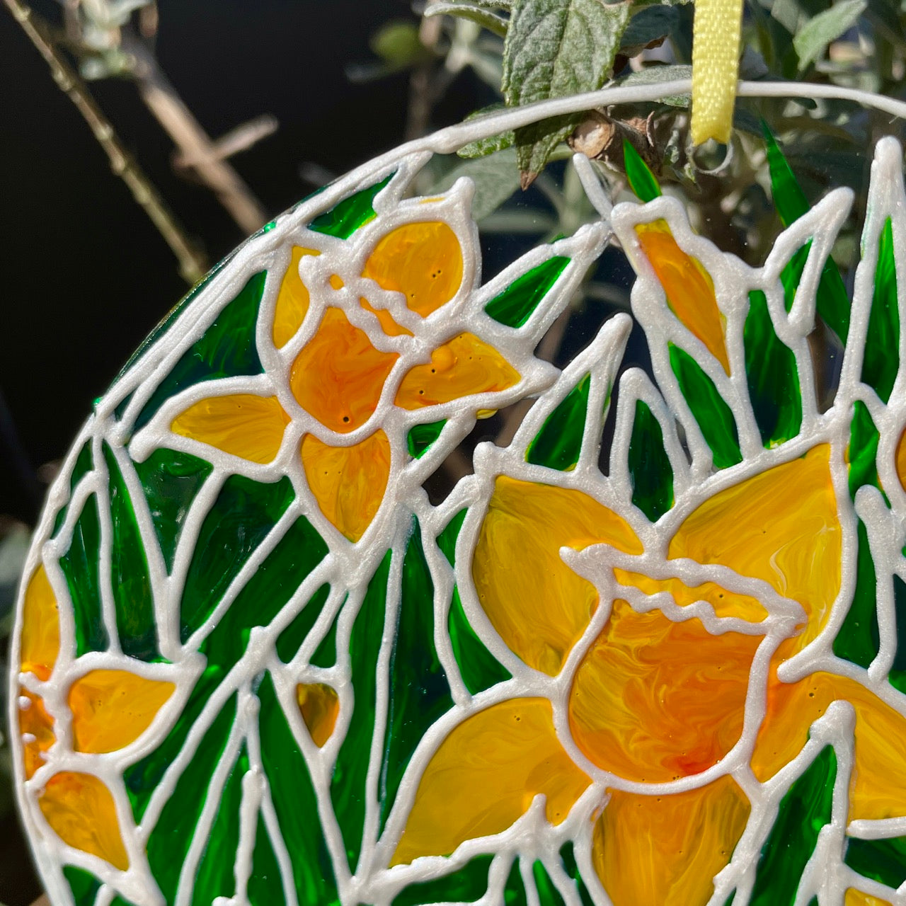 Daffodil field~ Round suncatcher