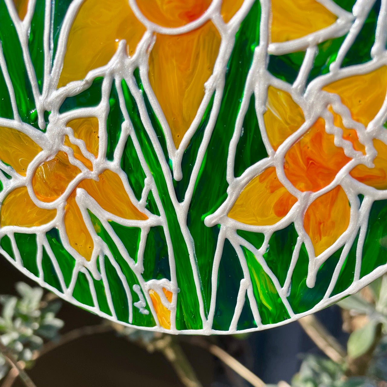 Daffodil field~ Round suncatcher