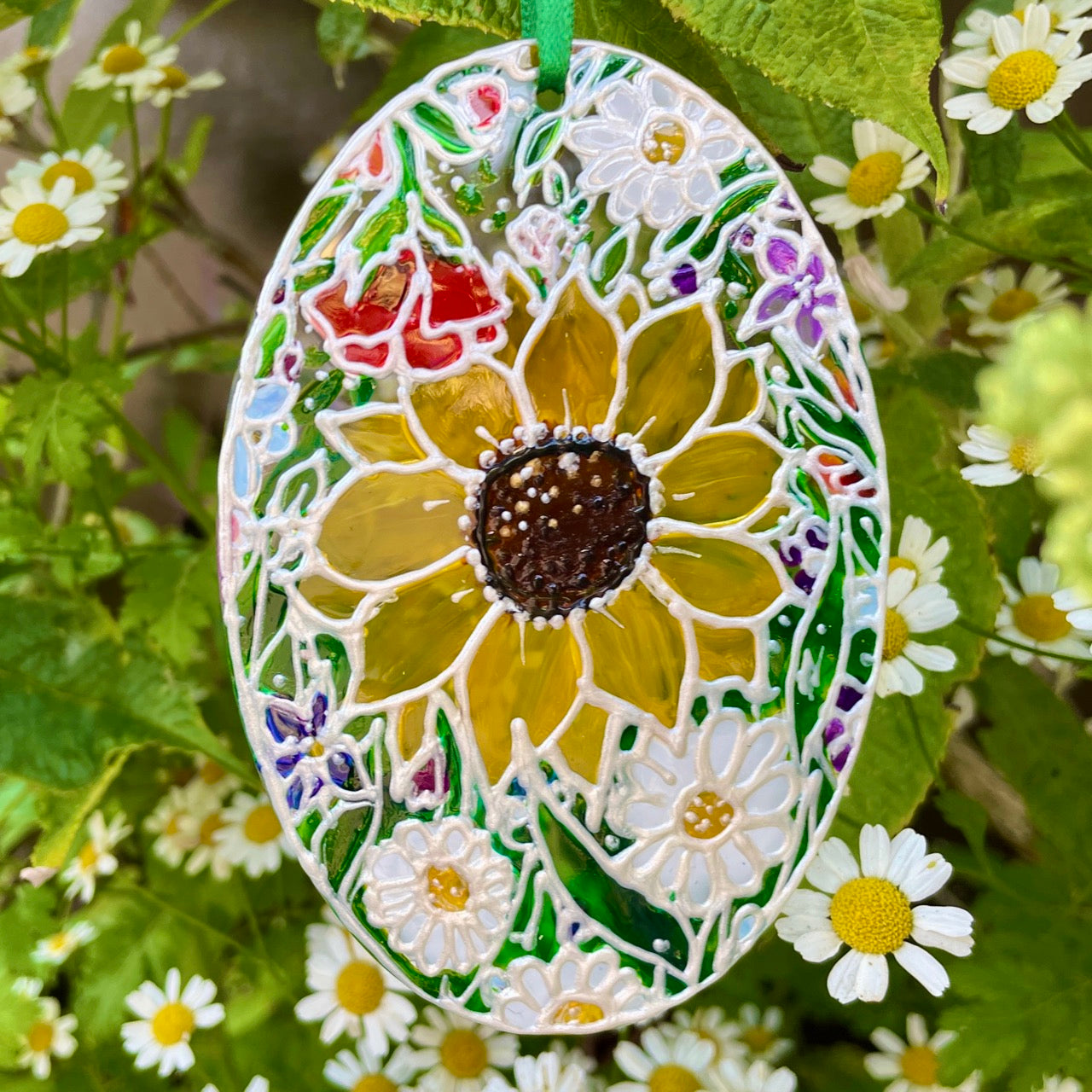 Flower power~ Oval suncatcher