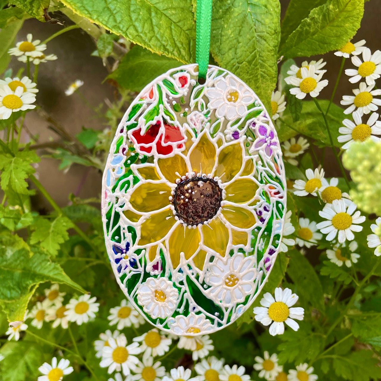 Flower power~ Oval suncatcher