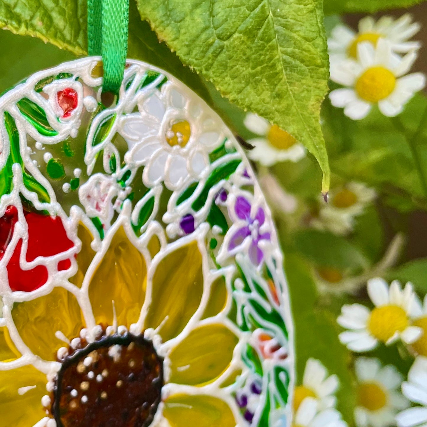 Flower power~ Oval suncatcher