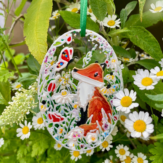 Fox in summer~ Oval suncatcher