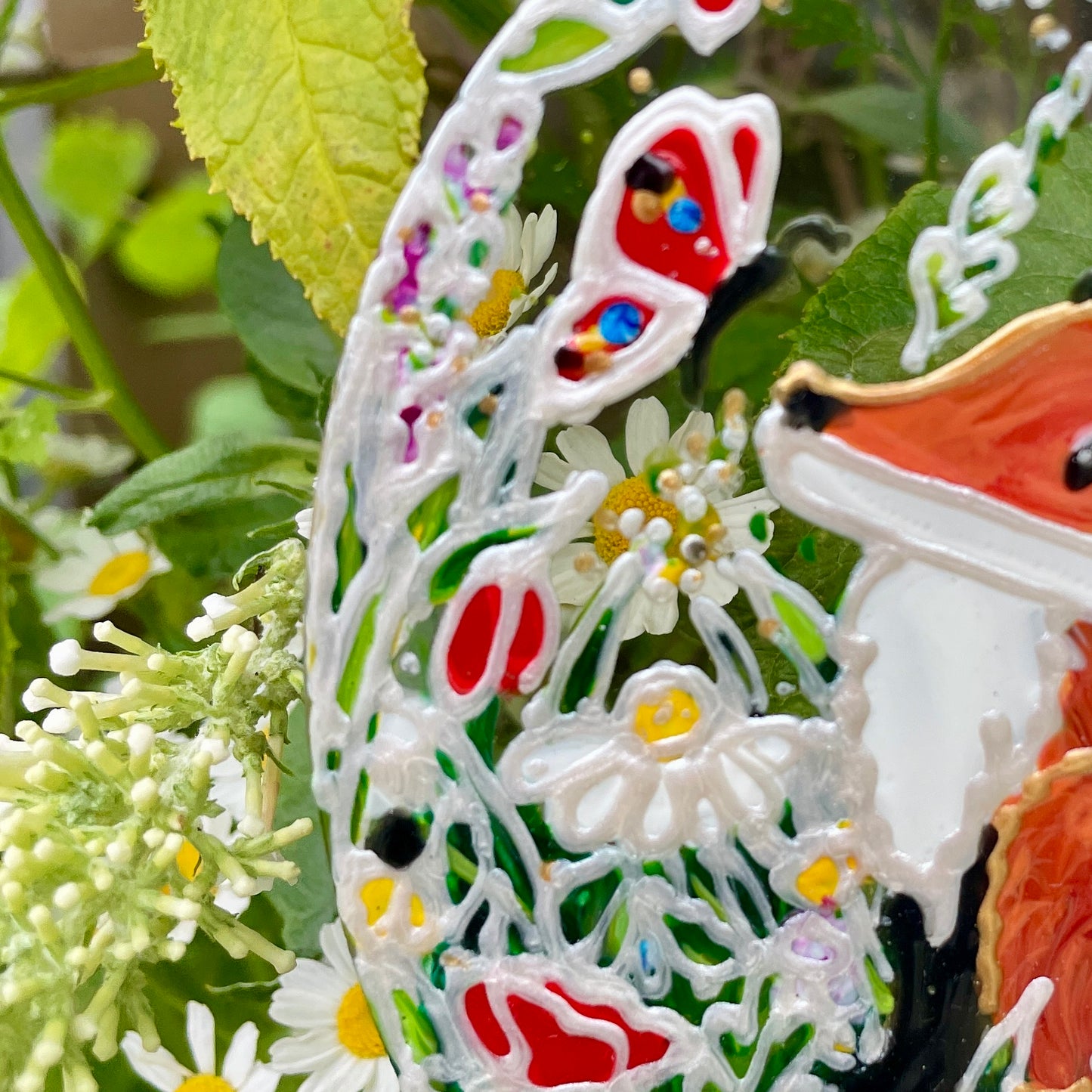 Fox in summer~ Oval suncatcher