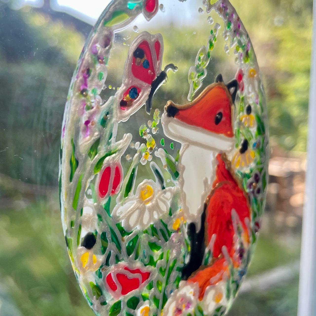 Fox in summer~ Oval suncatcher
