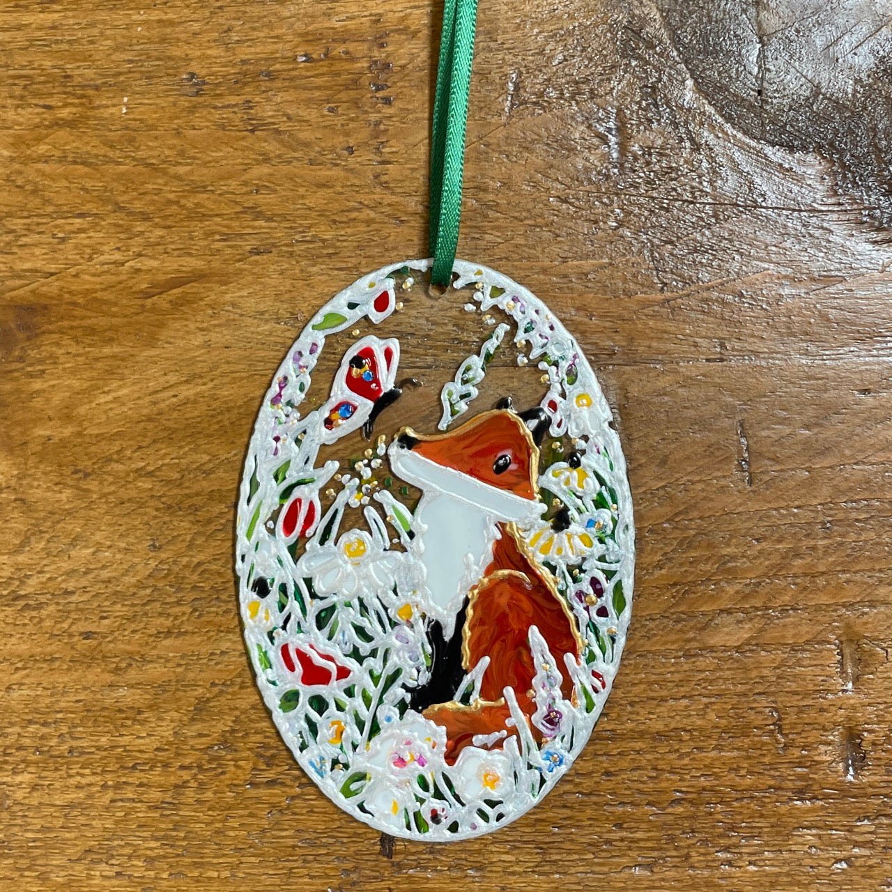 Fox in summer~ Oval suncatcher