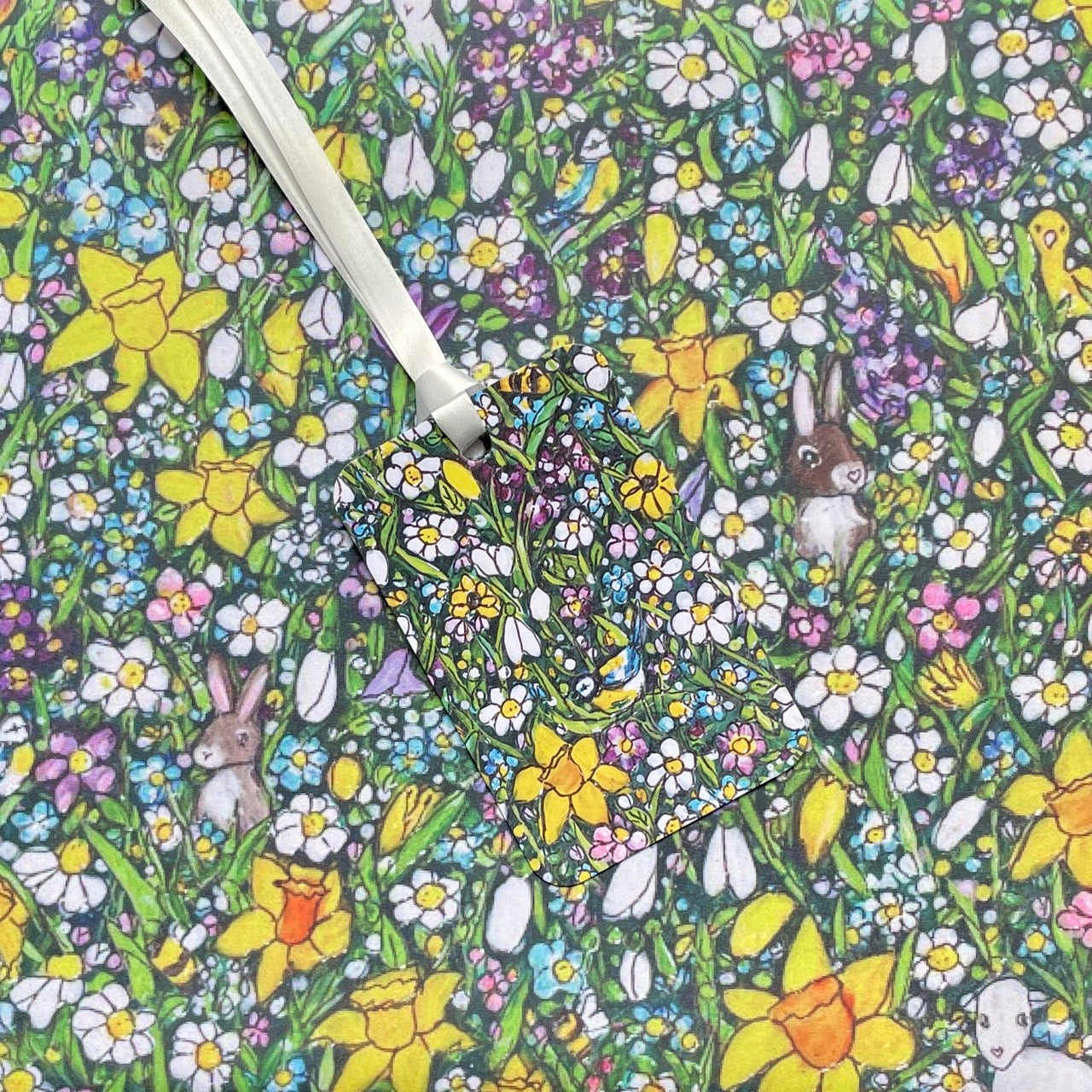 Springtime gift wrap & Bluetit tag