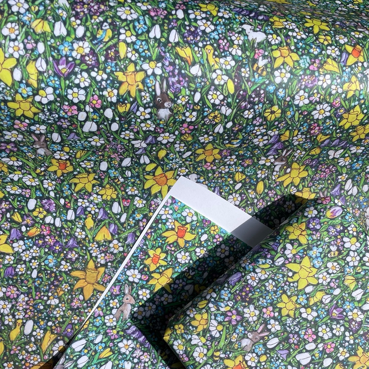 Springtime gift wrap & Beige bunny tag