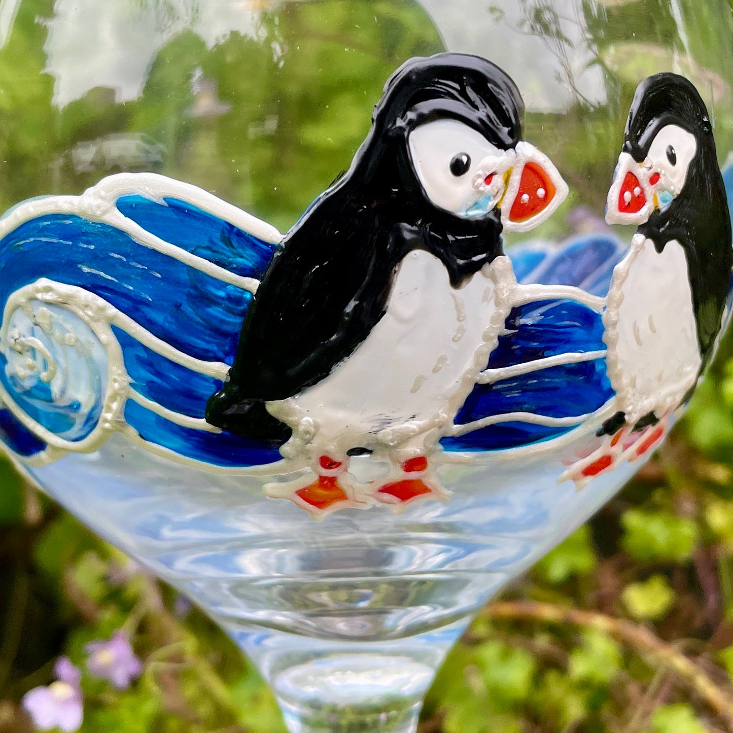 Puffins~ Gin glass